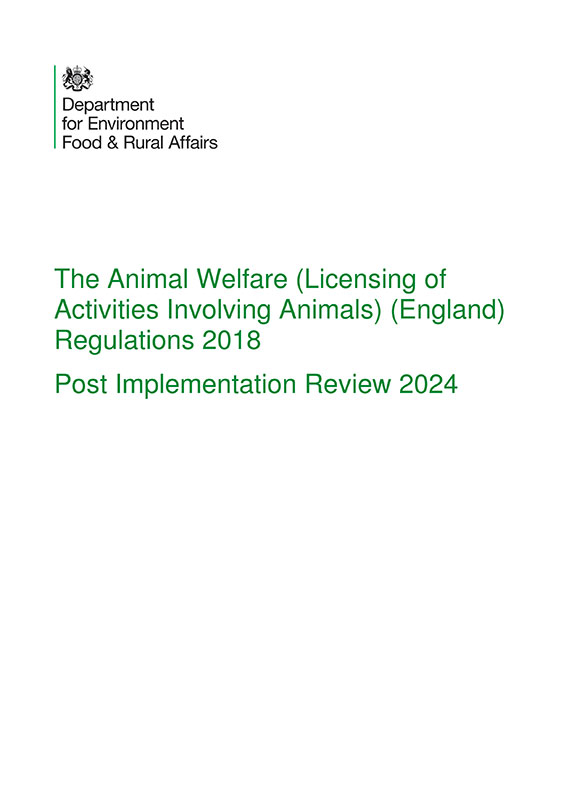 The Animal Welfare Regulations 2018 Post Implementation Review 2024 Report Cover