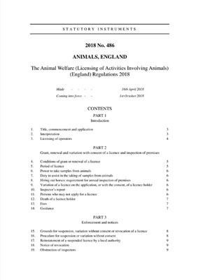 The Animal Welfare Regulations 2018 Report Cover